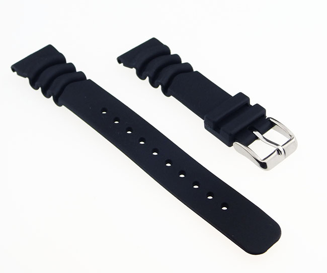 Uhrenarmband 16-18-20mm Silikonbaand Ersatzband Schwarz 0263