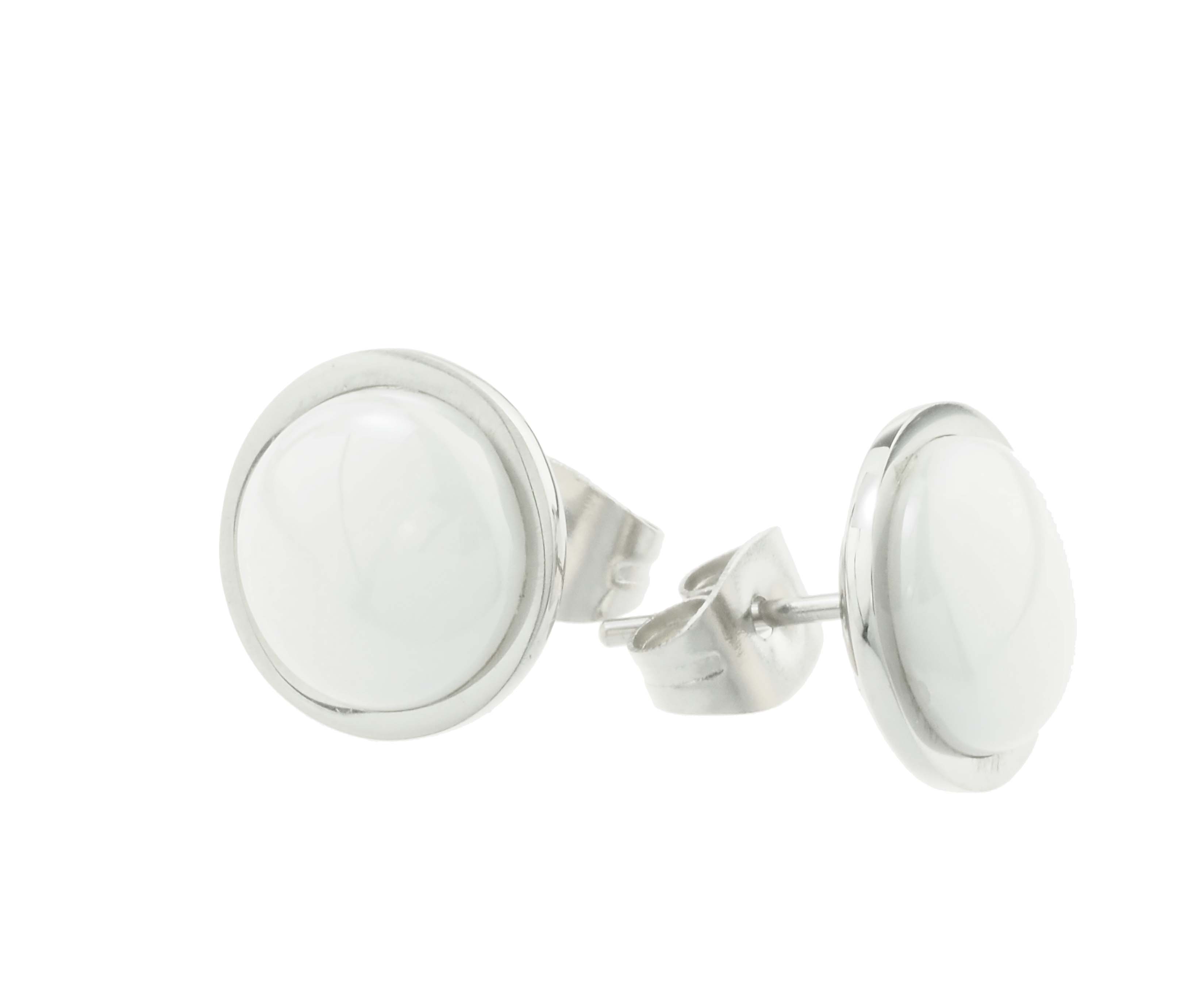 Bering Damen Ohrstecker Silber Keramik Weiß 001