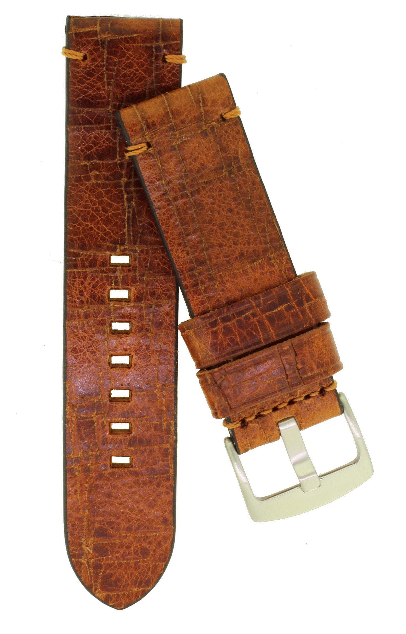  Uhrenarmband Lederband Uhrband 24mm Rotbraun 0009
