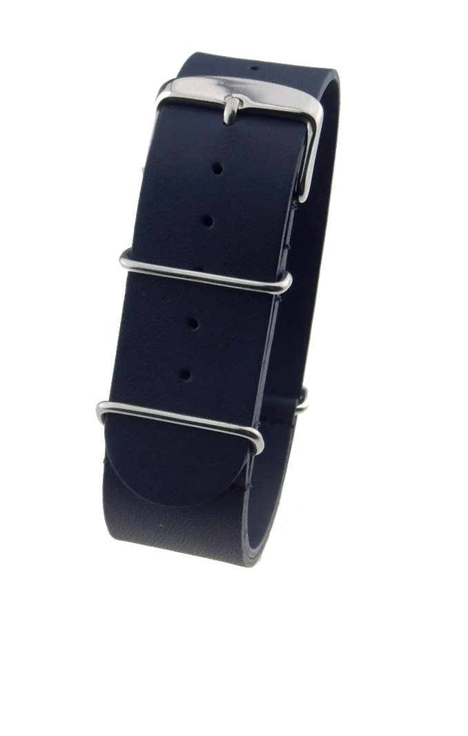 Uhrenarmband 18-20-22-24mm Lederband Durchzugsband Dunkelblau 0237